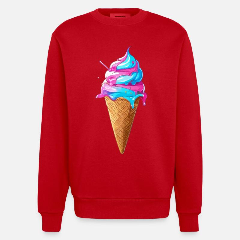 Lecker Eiscreme | Synthwave Eistüte - Heavyweight Oversized Organic Crew Neck Made in EU - Rot