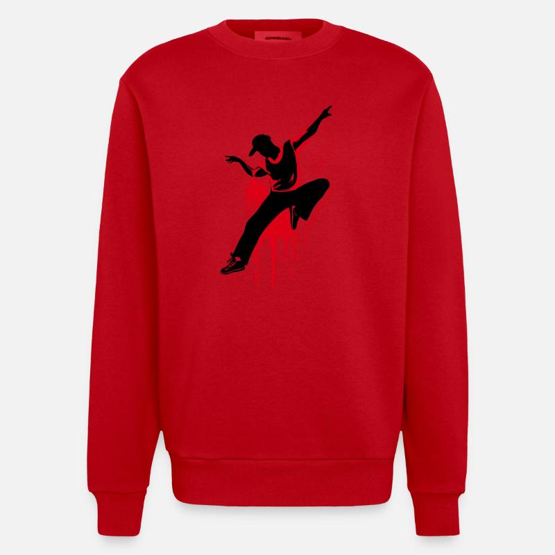 Breakdancer Dancer Silhouette en Rouge Noir - Sweat bio épais oversize fabriqué en UE - rouge
