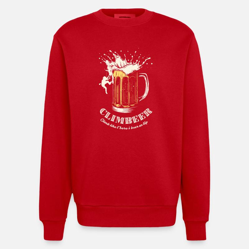 Chope de bière ClimbBeer - Sweat bio épais oversize fabriqué en UE - rouge