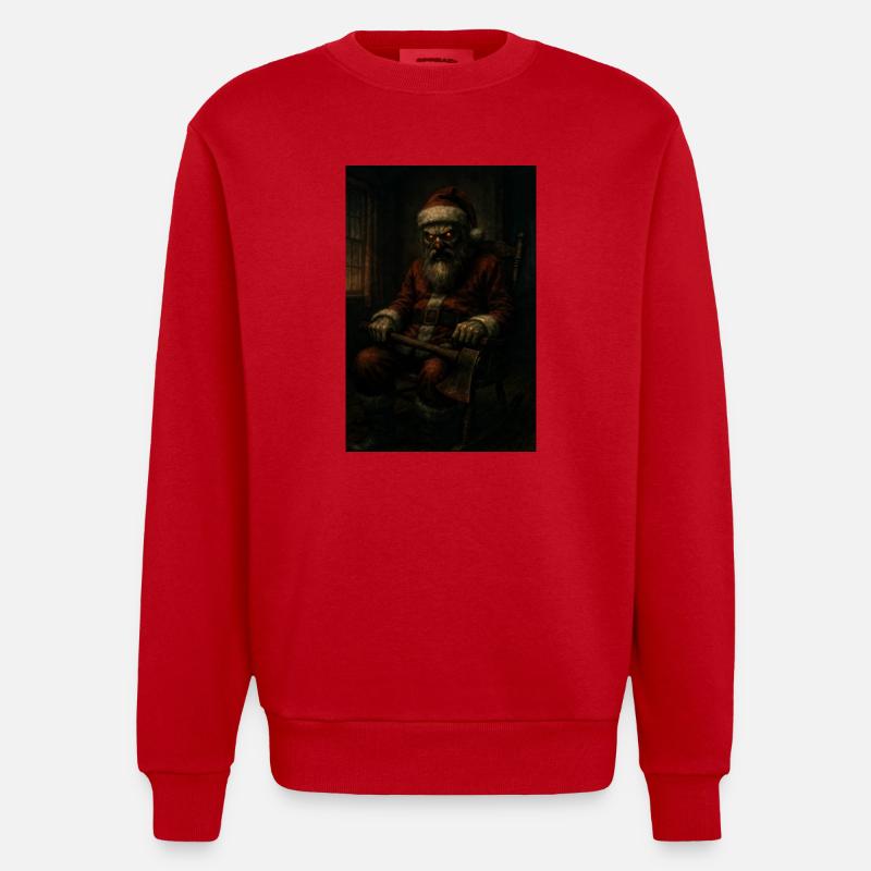 Dunkler Weihnachtsmann mit Axt - Heavyweight Oversized Organic Crew Neck Made in EU - Rot