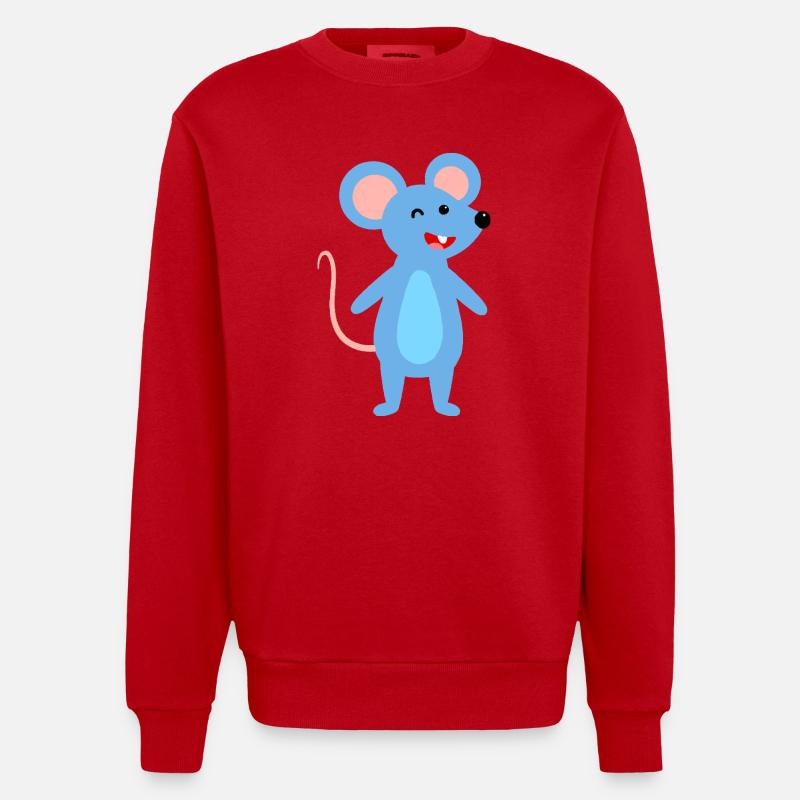 Zwinkernde blaue Maus - Heavyweight Oversized Organic Crew Neck Made in EU - Rot