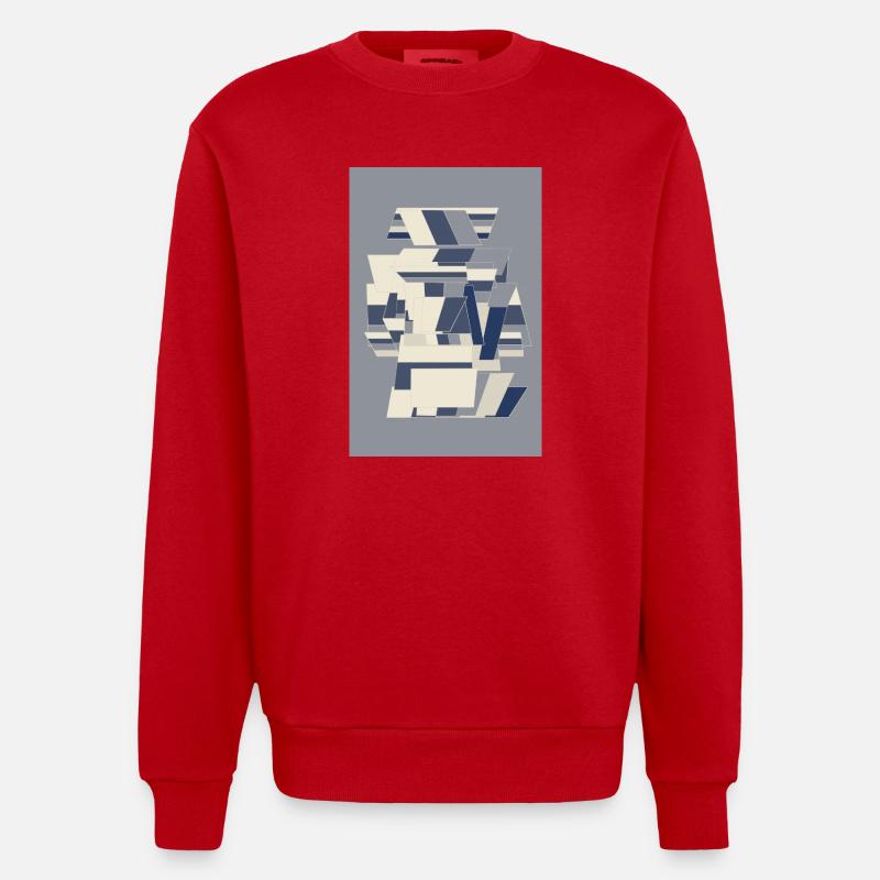Blue Robot Warrior - Heavyweight Oversized Organic Crew Neck Made in EU - red