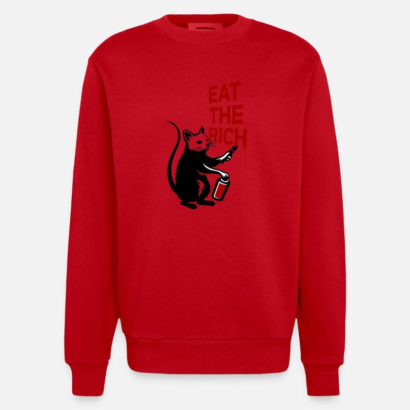 Protest chat graffiti imprimer - Sweat bio épais oversize fabriqué en UE - rouge