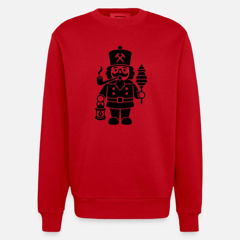 Bergmann Glück auf Räuchermann - Heavyweight Oversized Organic Crew Neck Made in EU - Rot