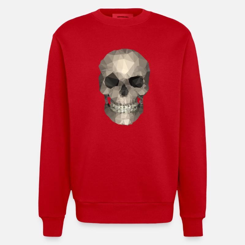 Polygon Geometrischer Schädel – Moderner Low Poly - Heavyweight Oversized Organic Crew Neck Made in EU - Rot