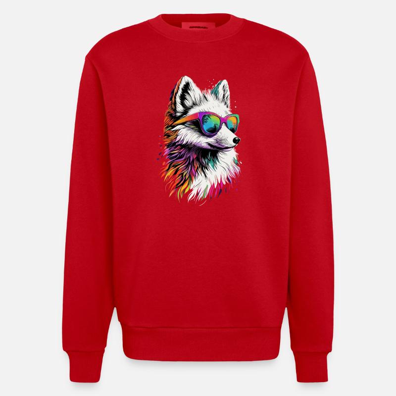 Polarfuchs Schneefuchs Eisfuchs Süßer Weißer Fuchs - Heavyweight Oversized Organic Crew Neck Made in EU - Rot