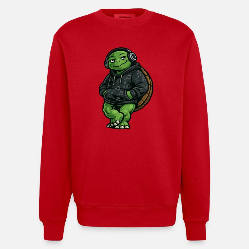 Sweat à capuche DJ Groovy Turtle - Sweat bio épais oversize fabriqué en UE - rouge