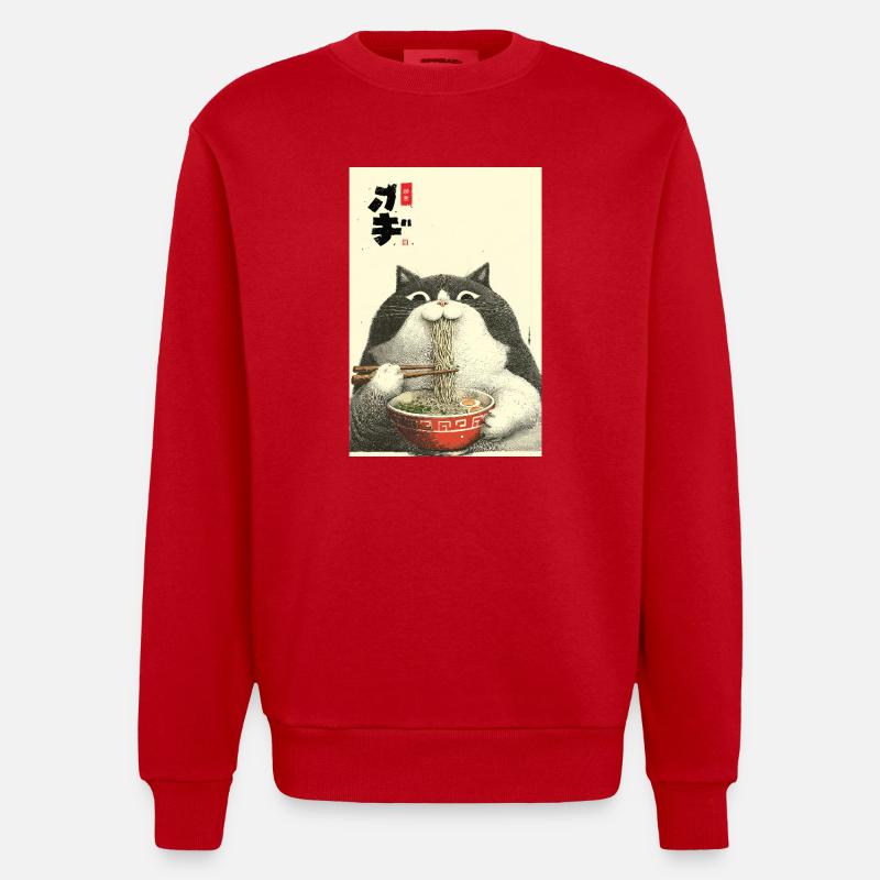 Neko-Ramen-Katzenschlürf - Heavyweight Oversized Organic Crew Neck Made in EU - Rot