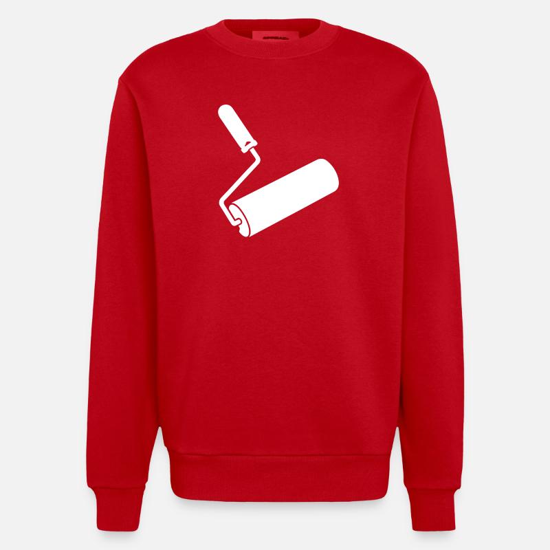 Farbrolle – Handwerker Logo Design - Heavyweight Oversized Organic Crew Neck Made in EU - Rot