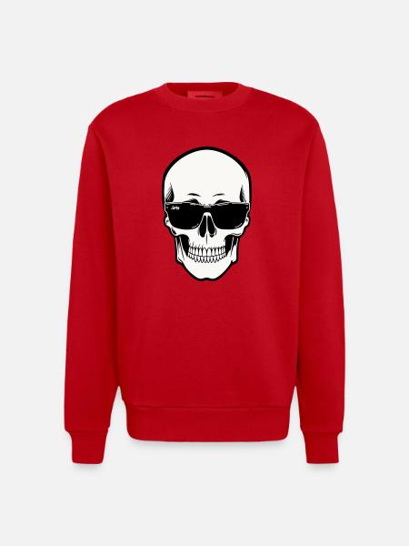 Skeleton with Sunglasses in Monochrome - Heavyweight Oversized Organic Crew Neck Made in EU - red