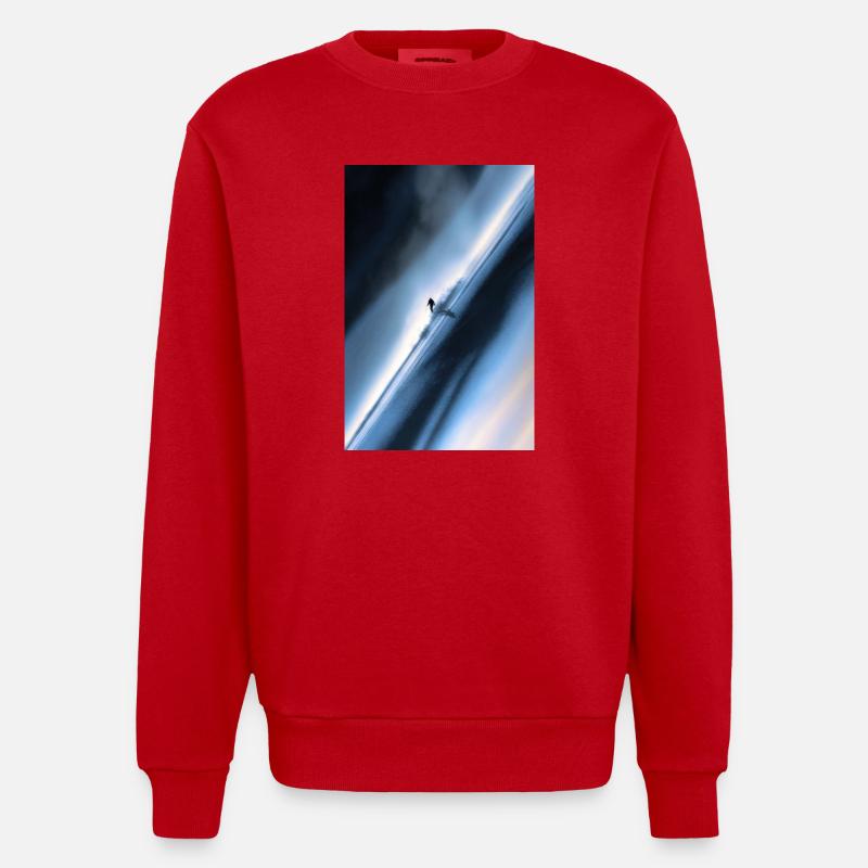Blauer Diagonal-Schneereiter - Heavyweight Oversized Organic Crew Neck Made in EU - Rot