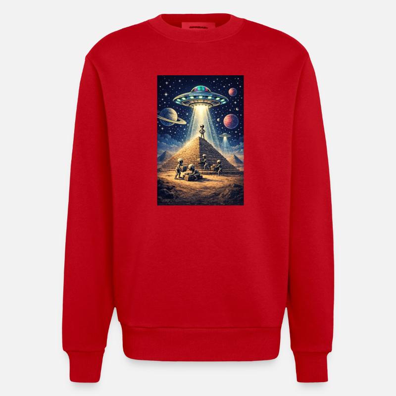 OVNI de la pyramide extraterrestre - Sweat bio épais oversize fabriqué en UE - rouge