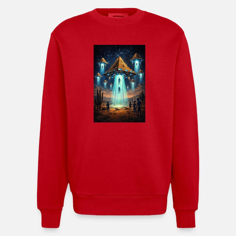 Fusée pyramidale extraterrestre OVNI - Sweat bio épais oversize fabriqué en UE - rouge