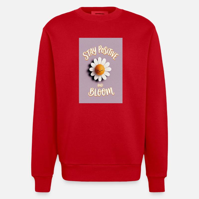 Bleib positiv, Bloom Daisy - Heavyweight Oversized Organic Crew Neck Made in EU - Rot