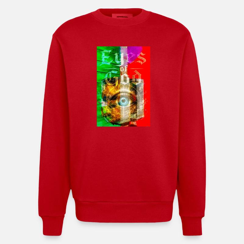 Œil néon dans Metal Circle - Sweat bio épais oversize fabriqué en UE - rouge