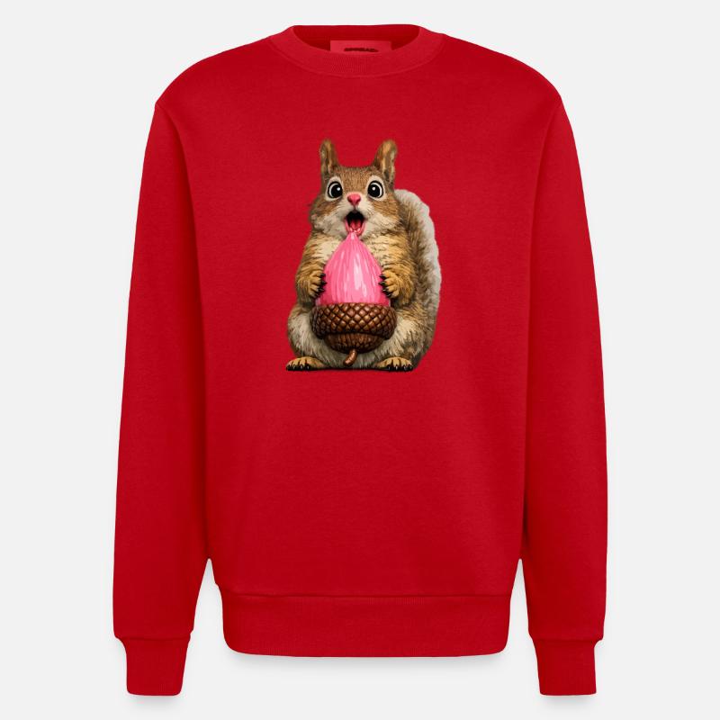 Pinke Eichel Eichhörnchen zwinkern - Heavyweight Oversized Organic Crew Neck Made in EU - Rot