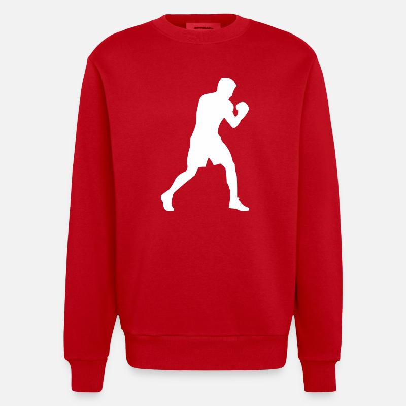 Silhouette de boxeur en mouvement - Sweat bio épais oversize fabriqué en UE - rouge