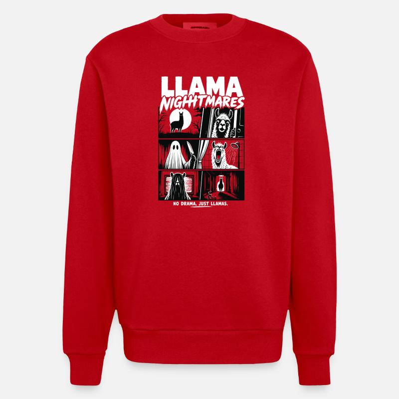 Lama Nightmares Horror Comic - Sweat bio épais oversize fabriqué en UE - rouge