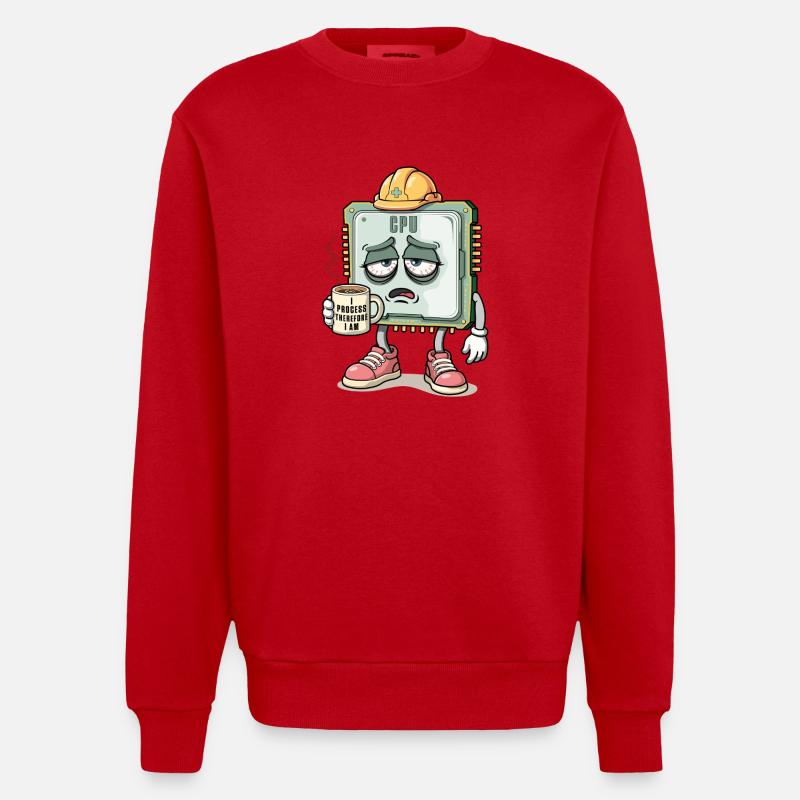 Caractère CPU - Sweat bio épais oversize fabriqué en UE - rouge