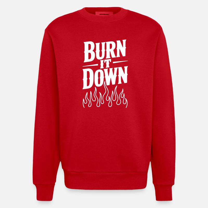 Burn it Down - Heavyweight Oversized Organic Crew Neck Made in EU - red