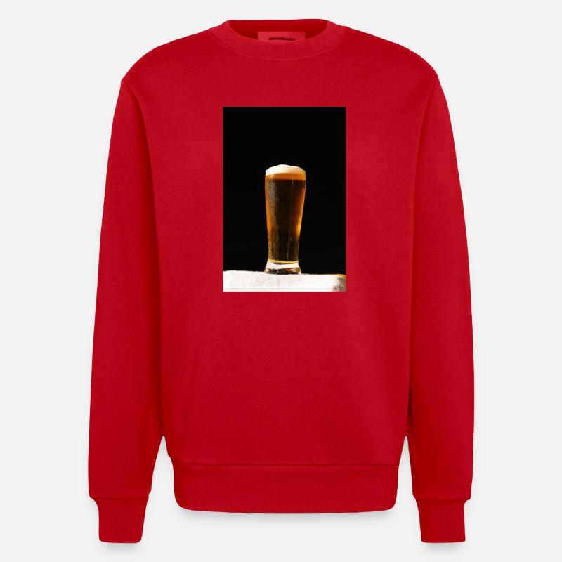 Bierglas Abendlicht - Heavyweight Oversized Organic Crew Neck Made in EU - Rot