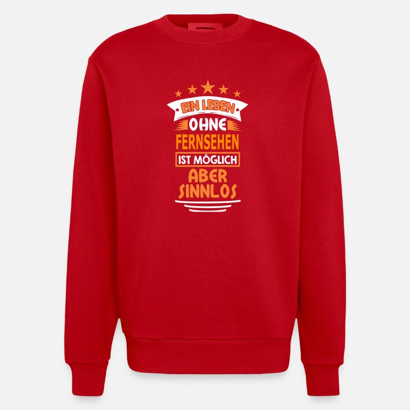 fernsehen - Heavyweight Oversized Organic Crew Neck Made in EU - Rot