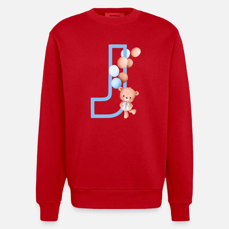 Blauer Bär J Buchstabe - Heavyweight Oversized Organic Crew Neck Made in EU - Rot