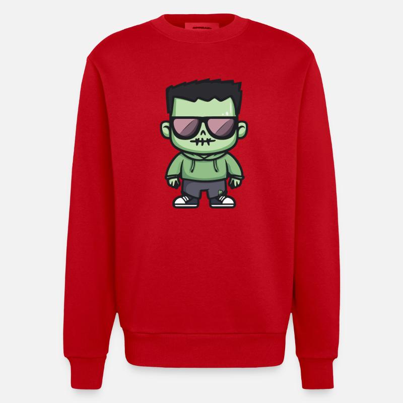 Zombie Halloween Cool - Sweat bio épais oversize fabriqué en UE - rouge
