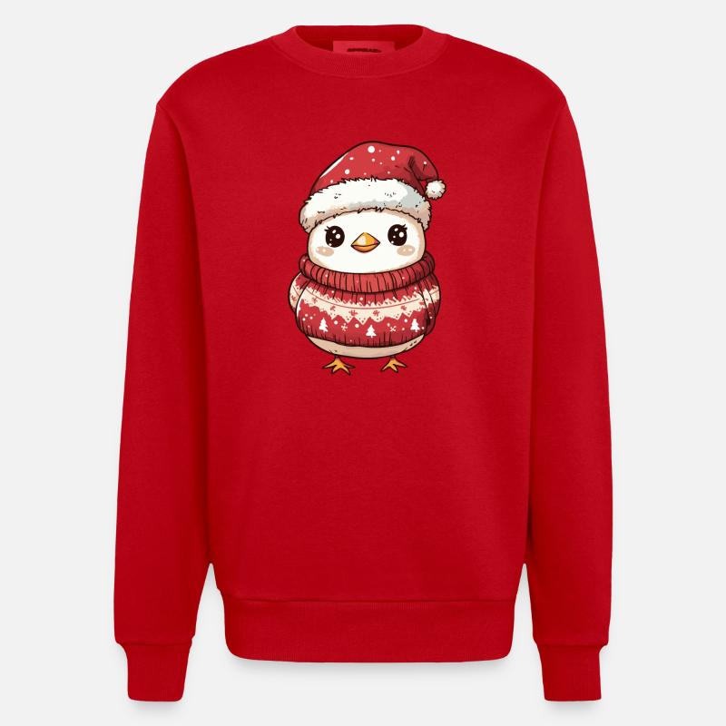 Huhn Weihnachten Comic - Heavyweight Oversized Organic Crew Neck Made in EU - Rot