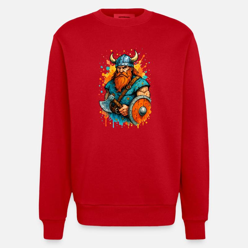 wikinger comic farbklecks - Heavyweight Oversized Organic Crew Neck Made in EU - Rot