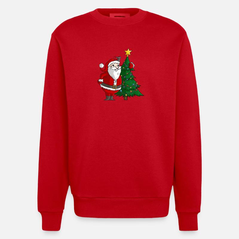 bande dessinée mignonne Père Noël - Sweat bio épais oversize fabriqué en UE - rouge