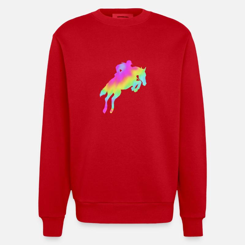Springreiten Springpferd - Heavyweight Oversized Organic Crew Neck Made in EU - Rot