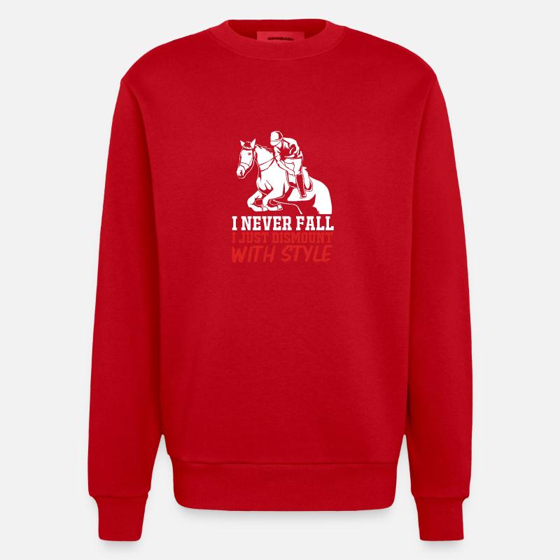 Springreiten Springpferd - Heavyweight Oversized Organic Crew Neck Made in EU - Rot