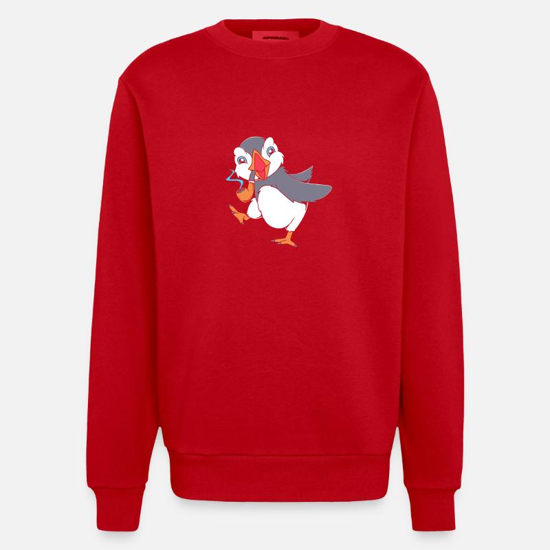 Macareux Papageientaucher - Sweat bio épais oversize fabriqué en UE - rouge