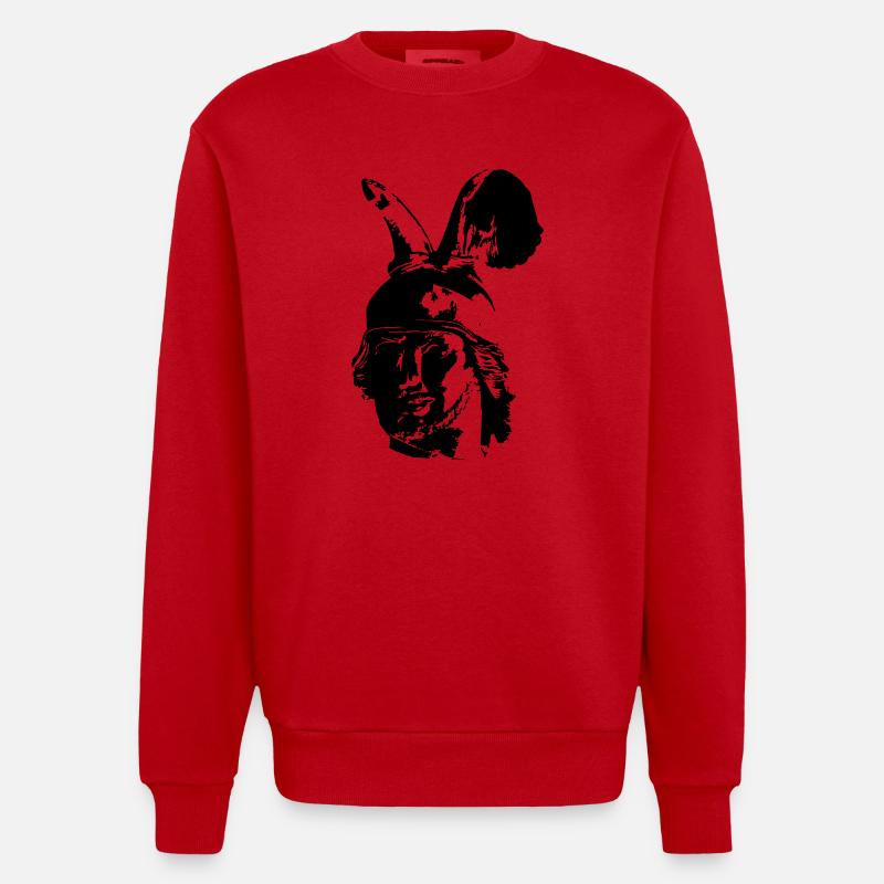 Kopf des Hermannsdenkmals - einfarbig, schlicht - Heavyweight Oversized Organic Crew Neck Made in EU - Rot