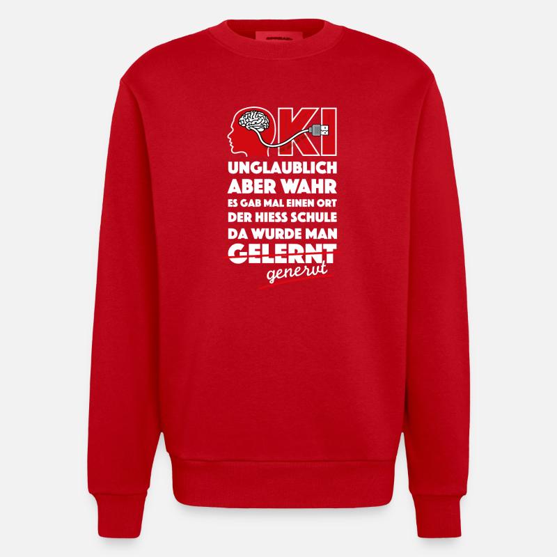 KI, ChatGPT, Schule nervt - Heavyweight Oversized Organic Crew Neck Made in EU - Rot