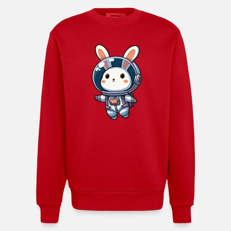 Lapin mignon, astronaute, lapin dans l’espace - Sweat bio épais oversize fabriqué en UE - rouge