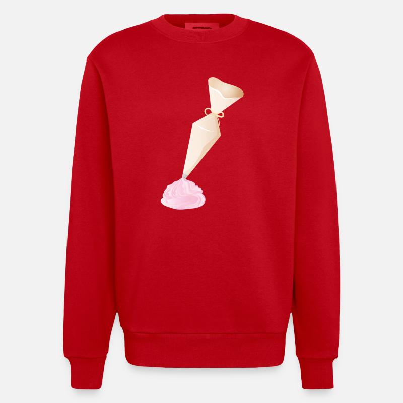 Sahnespritzbeutel mit rosa Häubchen - Heavyweight Oversized Organic Crew Neck Made in EU - Rot