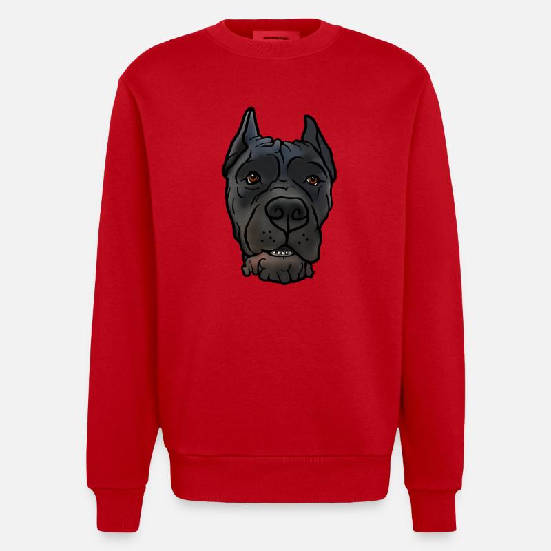 Cane Corso docks head in comic style - Heavyweight Oversized Organic Crew Neck Made in EU - red