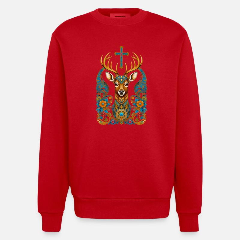 Cerf - Sweat bio épais oversize fabriqué en UE - rouge