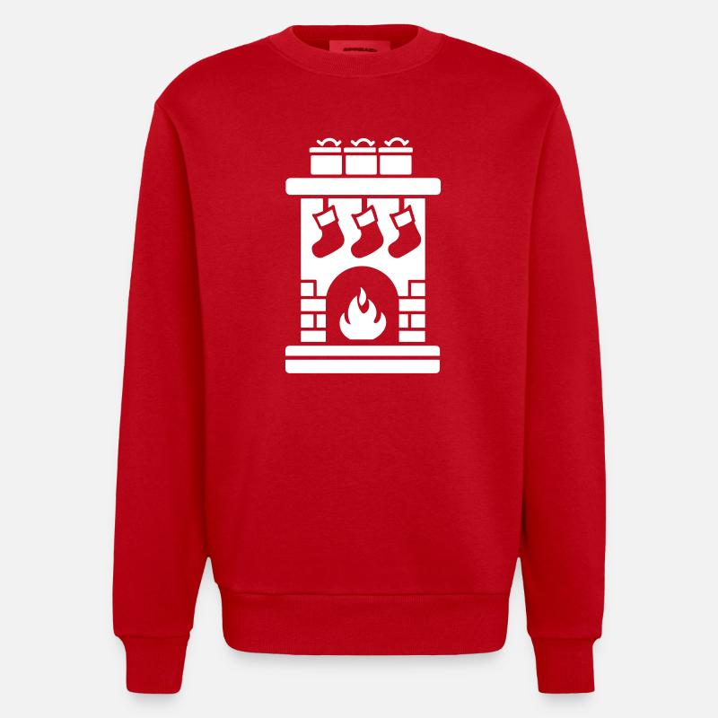 Chaussette de Noël avec cheminée - Sweat bio épais oversize fabriqué en UE - rouge