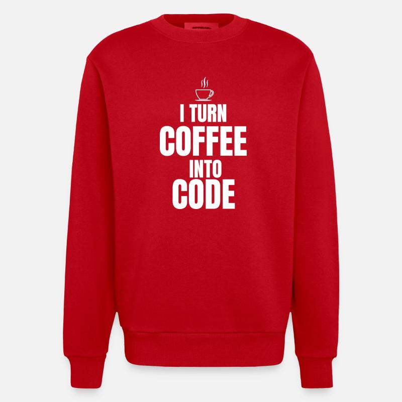 I Turn Coffee Into Code - Heavyweight Oversized Organic Crew Neck Made in EU - red