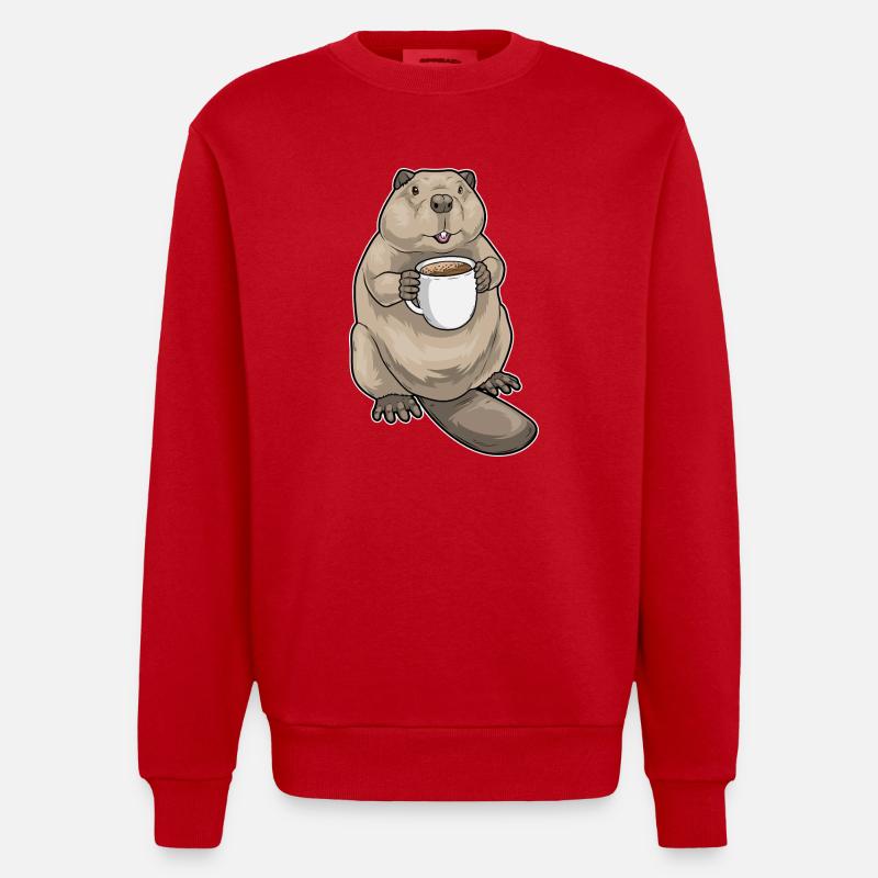 Tasse de café Beaver - Sweat bio épais oversize fabriqué en UE - rouge