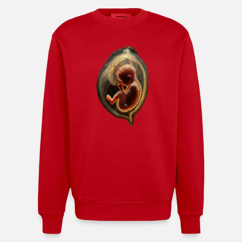 Embryo-Silhouette in der Gebärmutter - Heavyweight Oversized Organic Crew Neck Made in EU - Rot