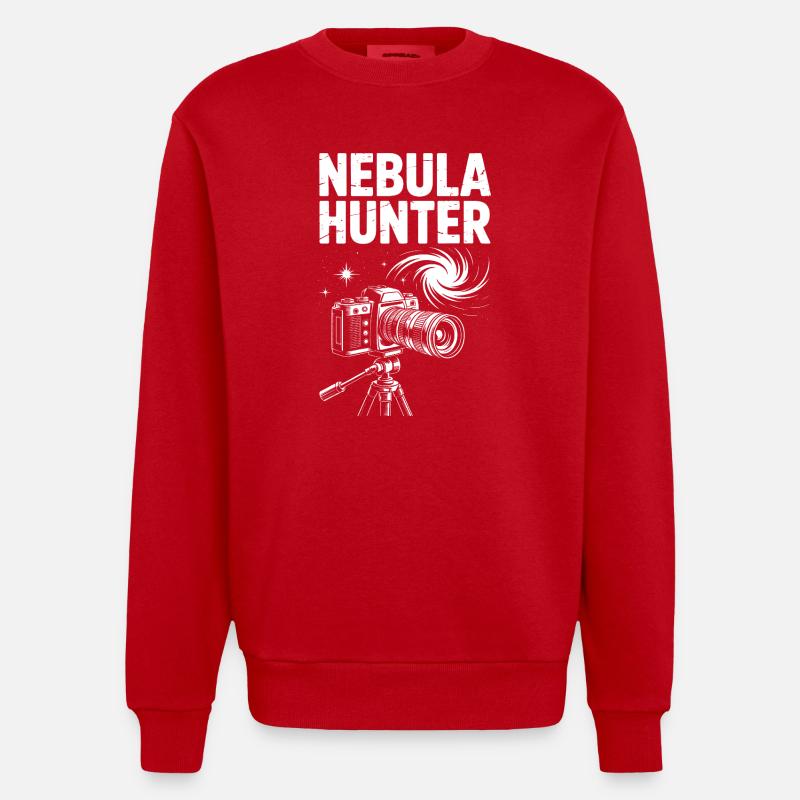 Nebula Hunter Telescope Art - Heavyweight Oversized Organic Crew Neck Made in EU - red