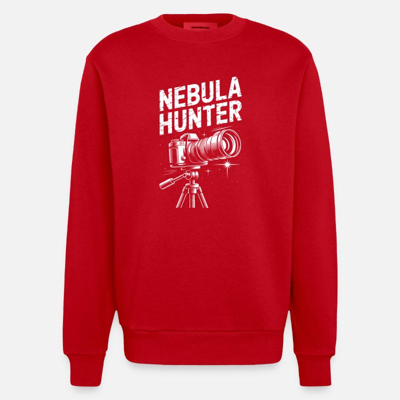 Nebula Hunter Teleskop - Heavyweight Oversized Organic Crew Neck Made in EU - Rot