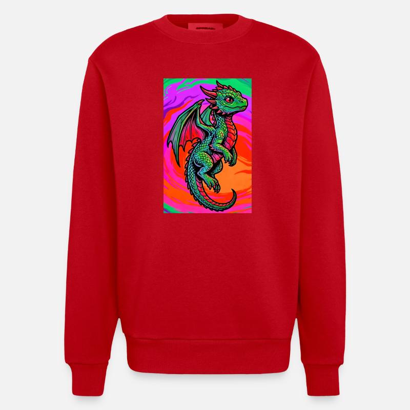 Drache - Heavyweight Oversized Organic Crew Neck Made in EU - Rot