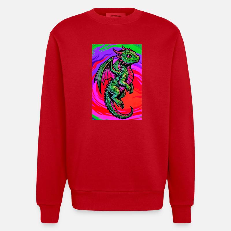 Drache - Heavyweight Oversized Organic Crew Neck Made in EU - Rot