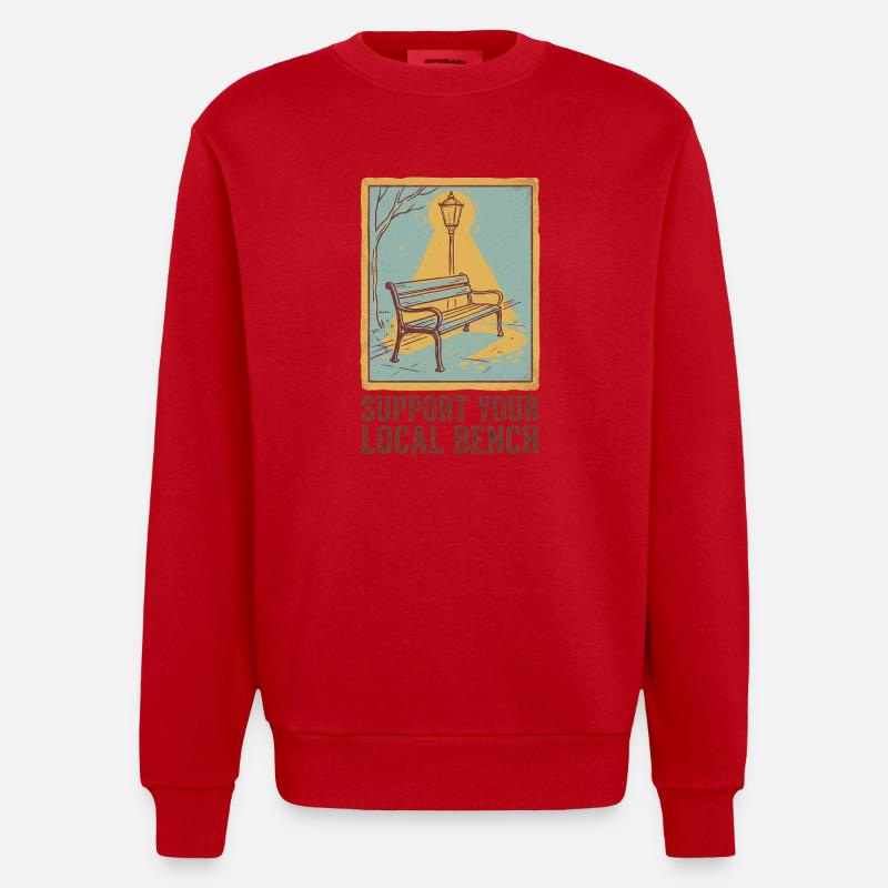 Support Bench - Heavyweight Oversized Organic Crew Neck Made in EU - red
