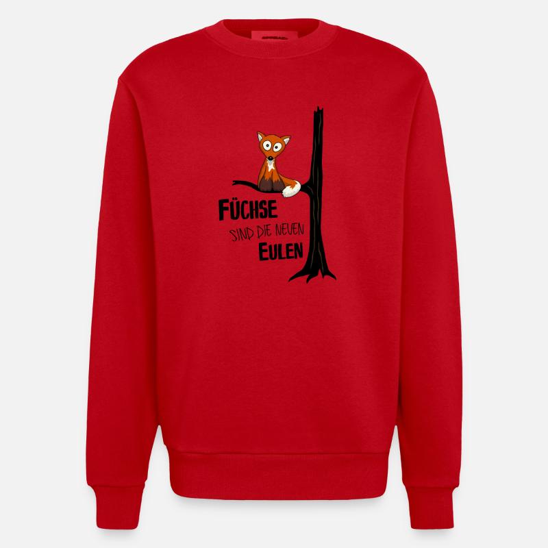 Fuchs wie Eule - Heavyweight Oversized Organic Crew Neck Made in EU - Rot